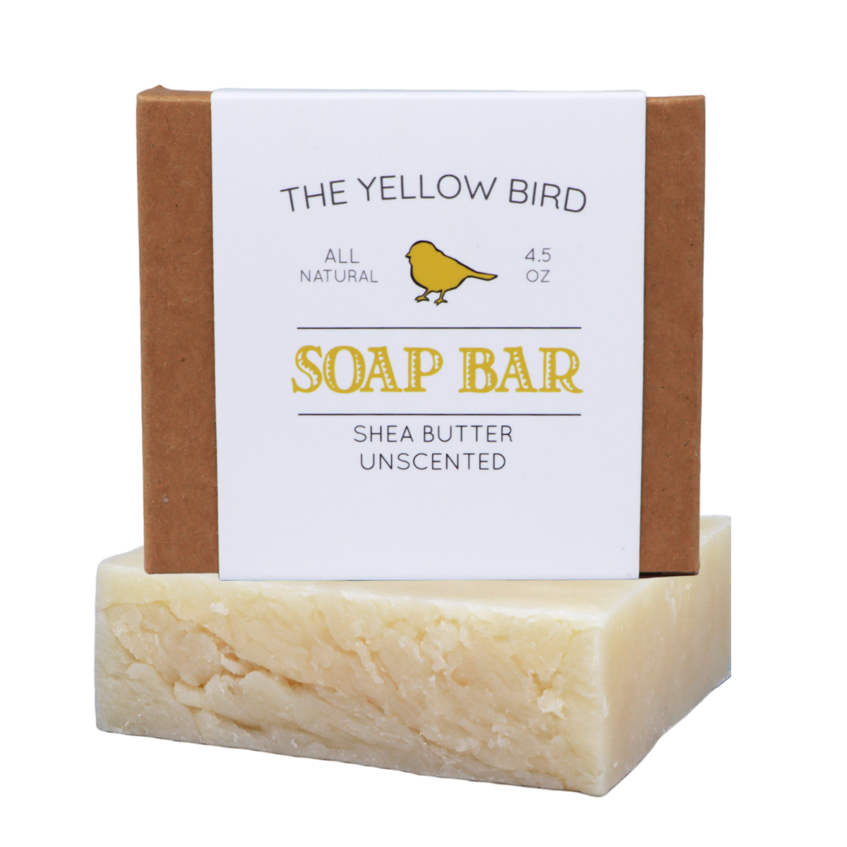 The Yellow Bird Fragrance Free Soap for Sensitive Skin. Hypoallergenic Soap Bar. Natural, Unscented, Organic Ingredients. Moisturizing Shea Butt